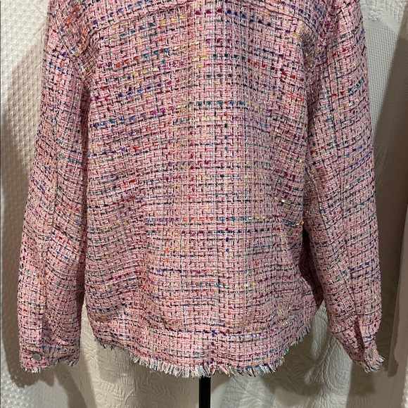 Belle by Kim Gravel Girl Boss Boucle Rainbow Jacket in pink tweed, size XL, NWT - Picture 7 of 11